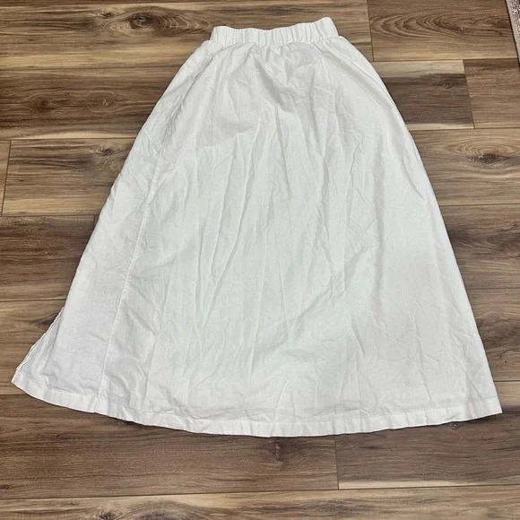 Abercrombie & Fitch Off White Ivory Linen Pull on Maxi Skirt with Slit XS - Picture 3 of 10